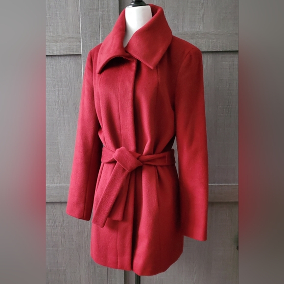 CALVIN KLEIN Wool Blend Car Coat - Picture 1 of 16